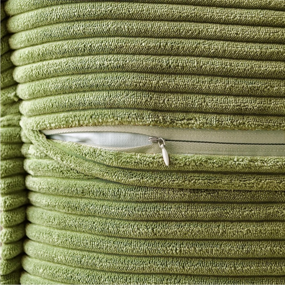 Olive Green Striped Texture Corduroy Decorative Farmhouse Luxury Soft PillowCase - Picture 3 of 5